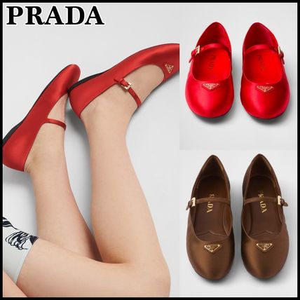 PRADA Ballet Street Style Plain Logo Ballet Shoes