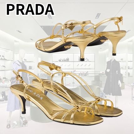 ゴールド（金色）系 スペイン PRADA(プラダ) サンダル・ミュール