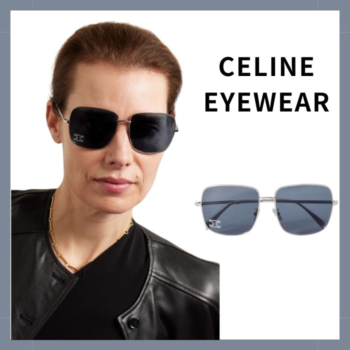 【CELINE】Triomphe スクエアフレーム シルバートーンサングラス