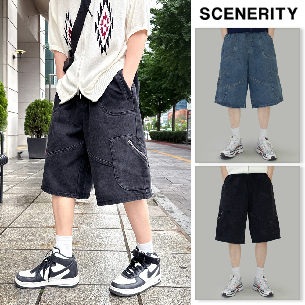 【SCENERITY】Warning banding Bermuda pants