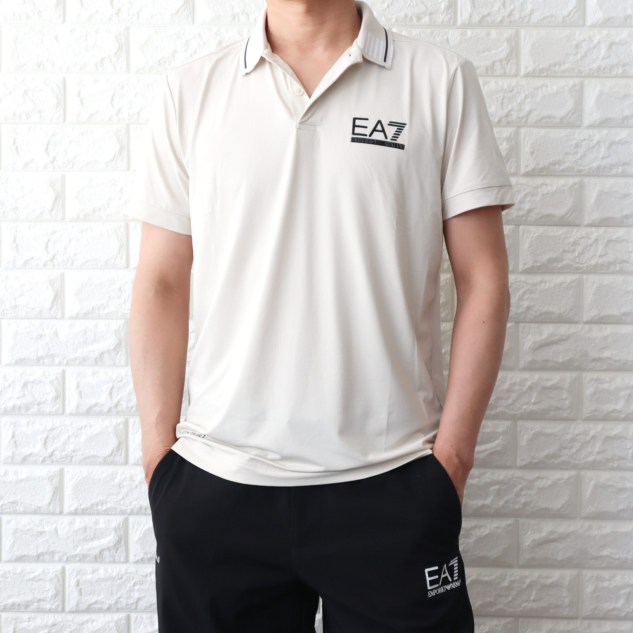 EMPORIO ARMANI EA7 ゴルフ用 ストレッチ ポロシャツ ロゴ 速乾