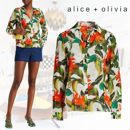 Alice+Olivia Shirts & Blouses Flower Patterns Casual Style Silk Long Sleeves Party Style