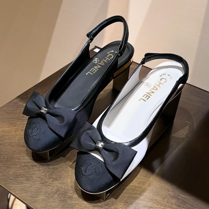 リボンが可愛い【CHANEL】スリングバックシューズ 24S (CHANEL