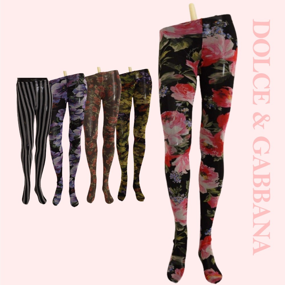 ◆DOLCE&GABBANAブラック 花柄 プリント ストッキング