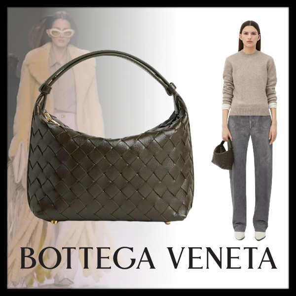 新作【Bottega Veneta】Wallace ミニ ショルダーバッグ、カーキ