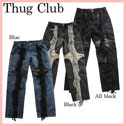 【60％OFF】 Thug Club Mohican レザー デニム パンツ 3色 送料込み (Thug パンツ