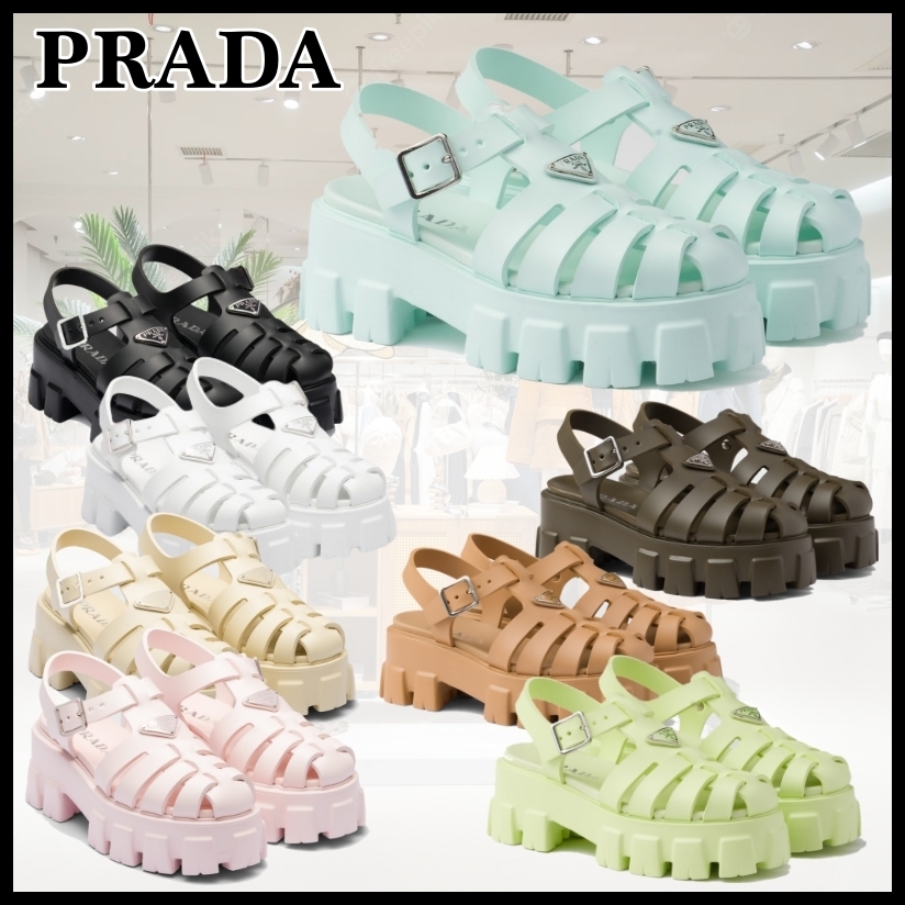 【海外限定新作】PRADA ラバーモノリスサンダル