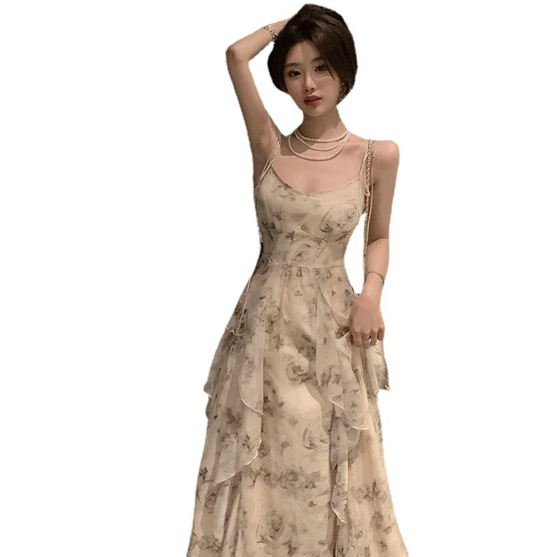 華やか ラッフルフリル パーティドレス 花柄 キャミ ワンピース 華やか ラッフルフリル パーティ ドレス 花柄 キャミワンピース