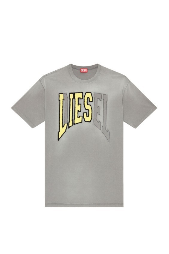 【DIESEL】 T-Wash-N Oversized T-Shirt Diesel Lies Logo Grey