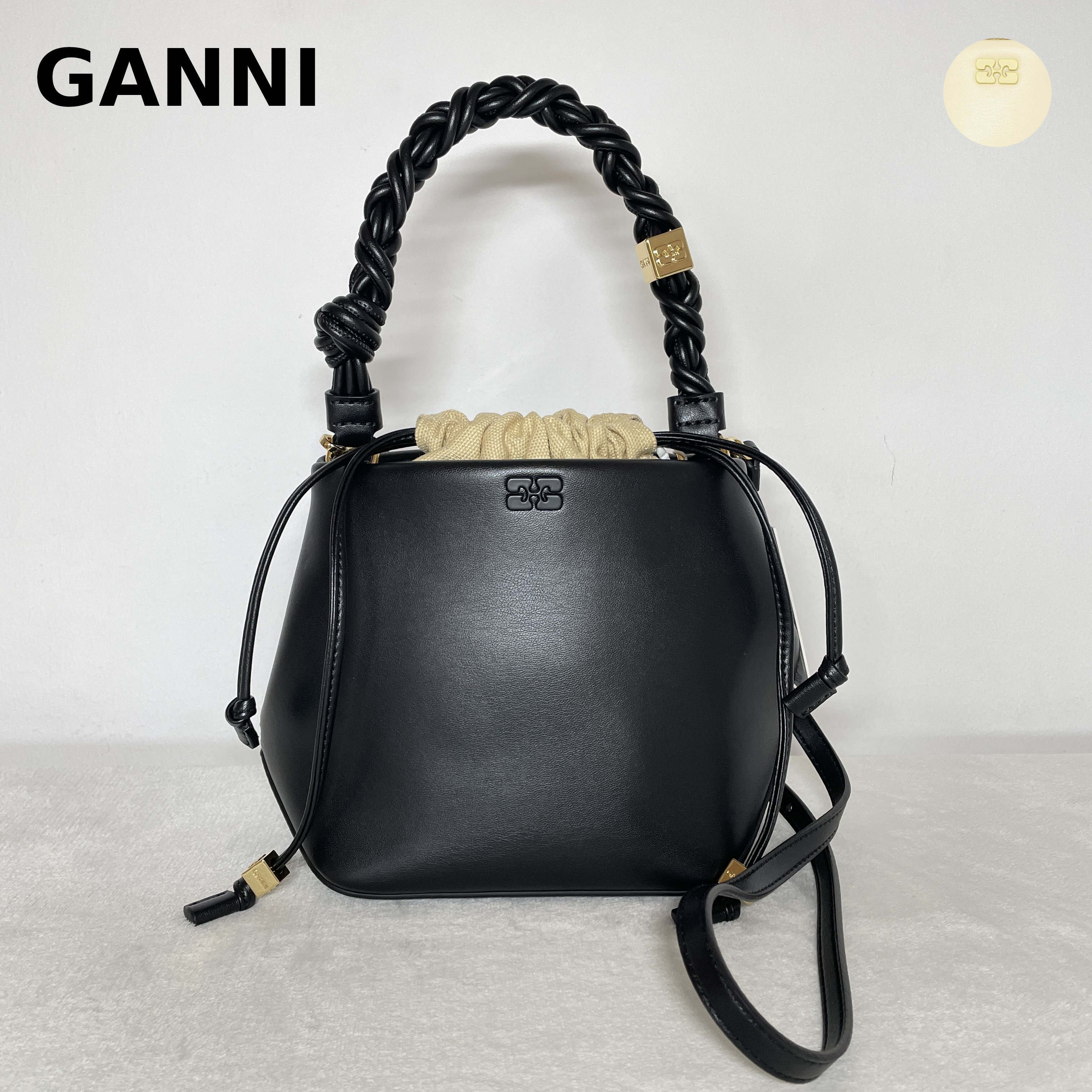 【GANNI】BOU リサイクルレザーブレンド バケットバッグ/ 各色