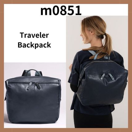 m0851 Backpacks Casual Style Unisex Plain Leather Handmade Logo Backpacks