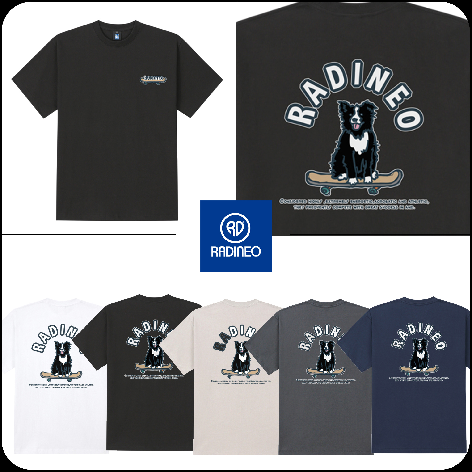 [RADINEO]★ 韓国人気★Skateboard Collie T-SHIRTS