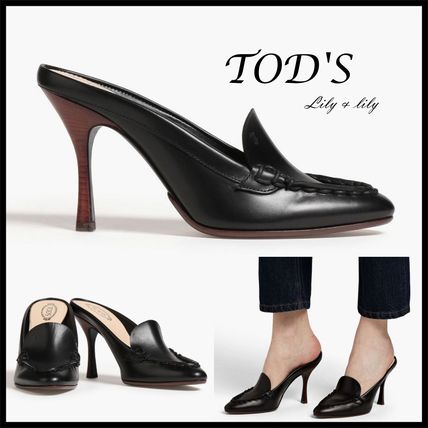 TOD'S More Sandals Casual Style Plain Leather Sabo Elegant Style Mules Logo