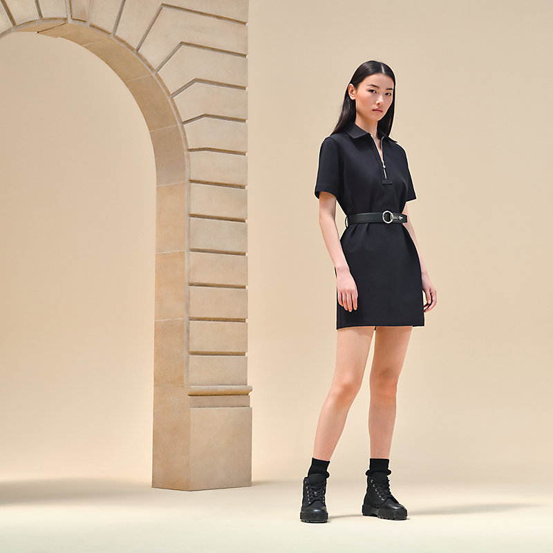 【1枚でおしゃれに決まる♪】HERMES ワンピース 1枚でお洒落に決まる HERMES ジッパー付きワンピース 人気 2色