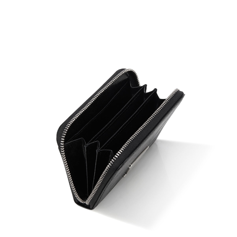 Numbering Zipper Cracked Leather Card Wallet #1057 4BTR861