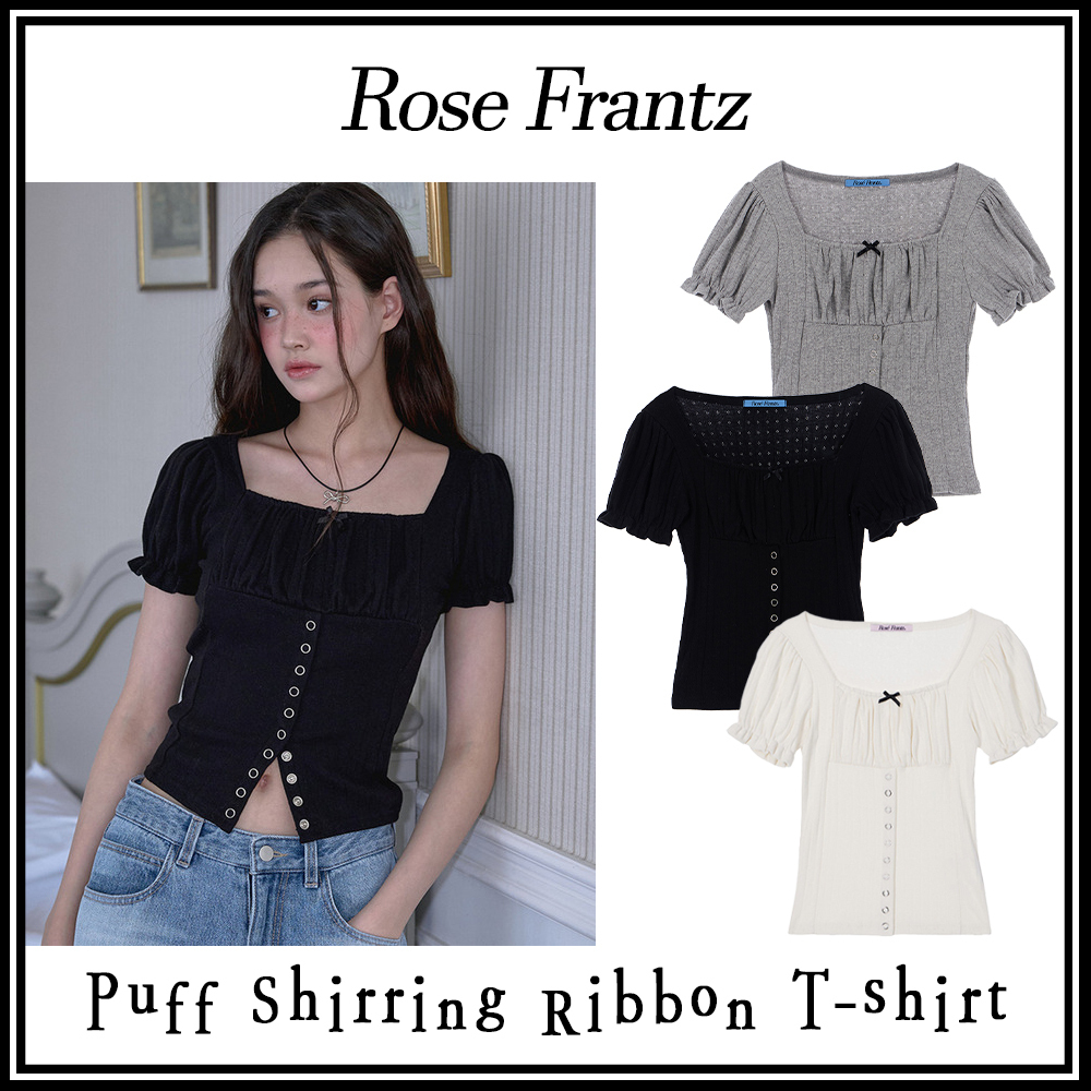 新作【Rose Frantz】Puff Shirring Ribbon T-shirt 3色◆送料込