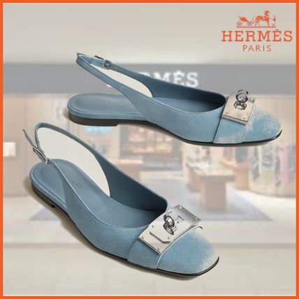 HERMES More Pumps & Mules Plain Toe Plain Leather Elegant Style Pumps & Mules