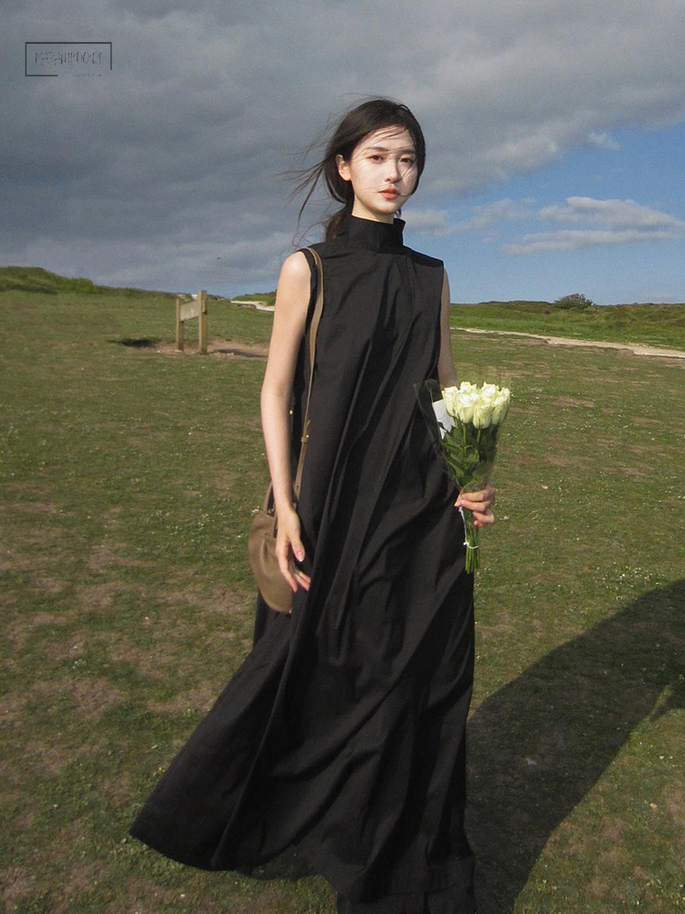 ドレス ロング丈 エレガント シンプル 無地 上品 結婚式 韓国