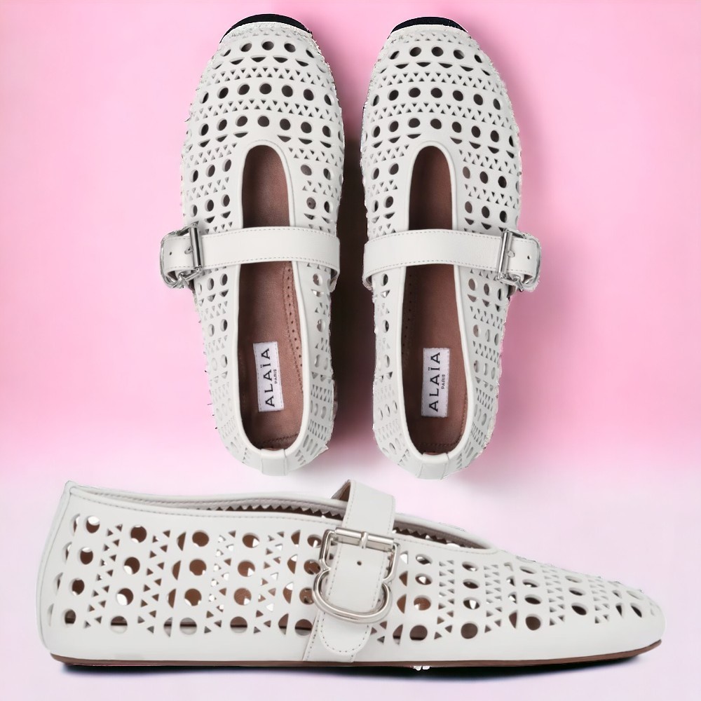 バレエシューズ ALAIA White Vienne Leather Ballerinas