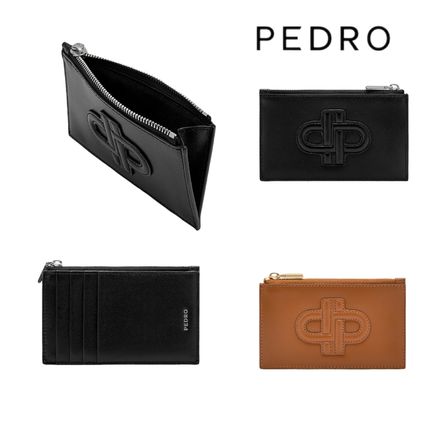 Pedro Card Holders Plain Leather Small Wallet Logo Card Holders