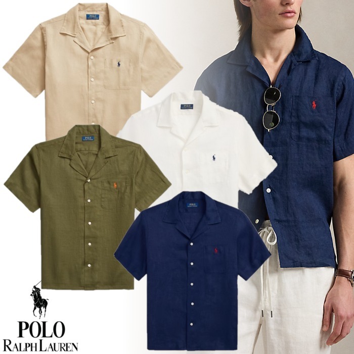 国内直営**POLO RALPH LAUREN**フィット リネン キャンプ シャツ