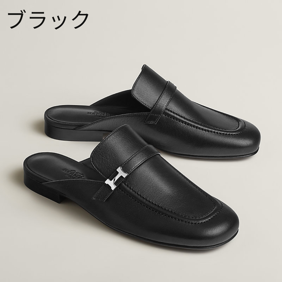 【シンプルな形と色が◎】HERMES ミュール《イエナ》