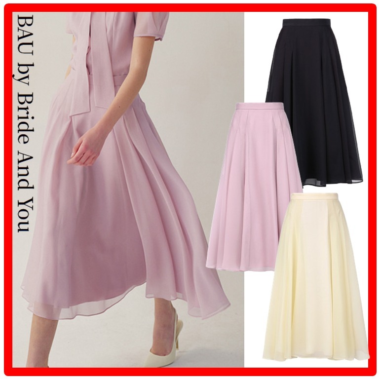 【BAU by Bride And You】☆WILLOW Tuck ロングフレアスカー.ト