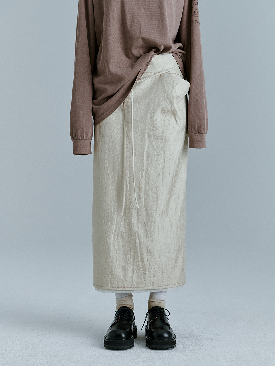 [Margesherwood ] / ☆ CRINKLED SATIN SKIRT/ beige