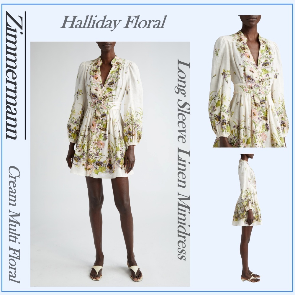 ◆Zimmermann ハリデー フローラル リネン ミニドレス