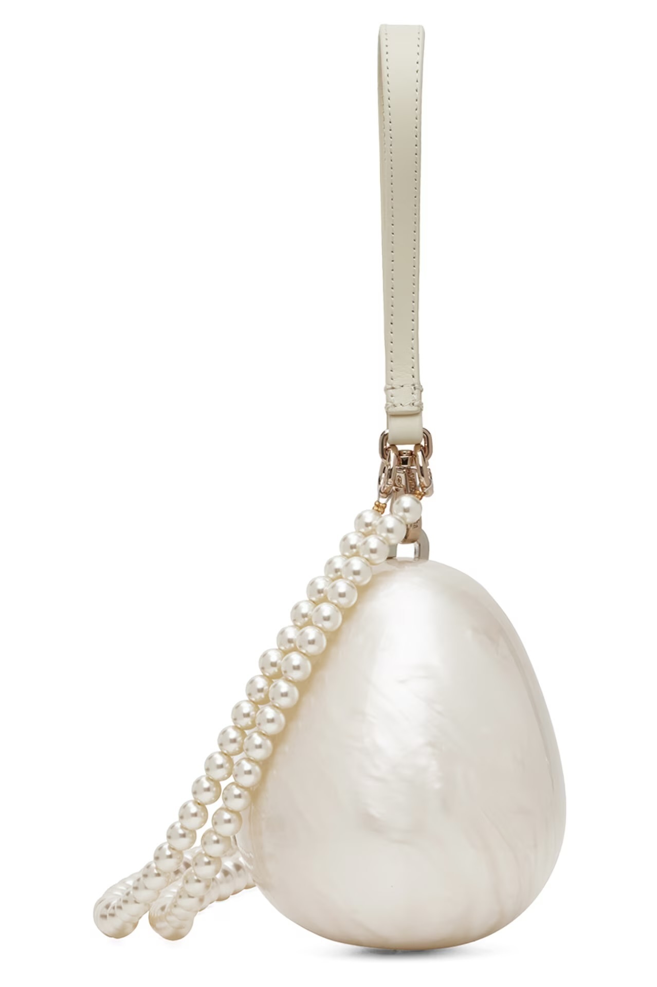 【SIMONE ROCHA】オフホワイト マイクロ Pearl Egg バッグ