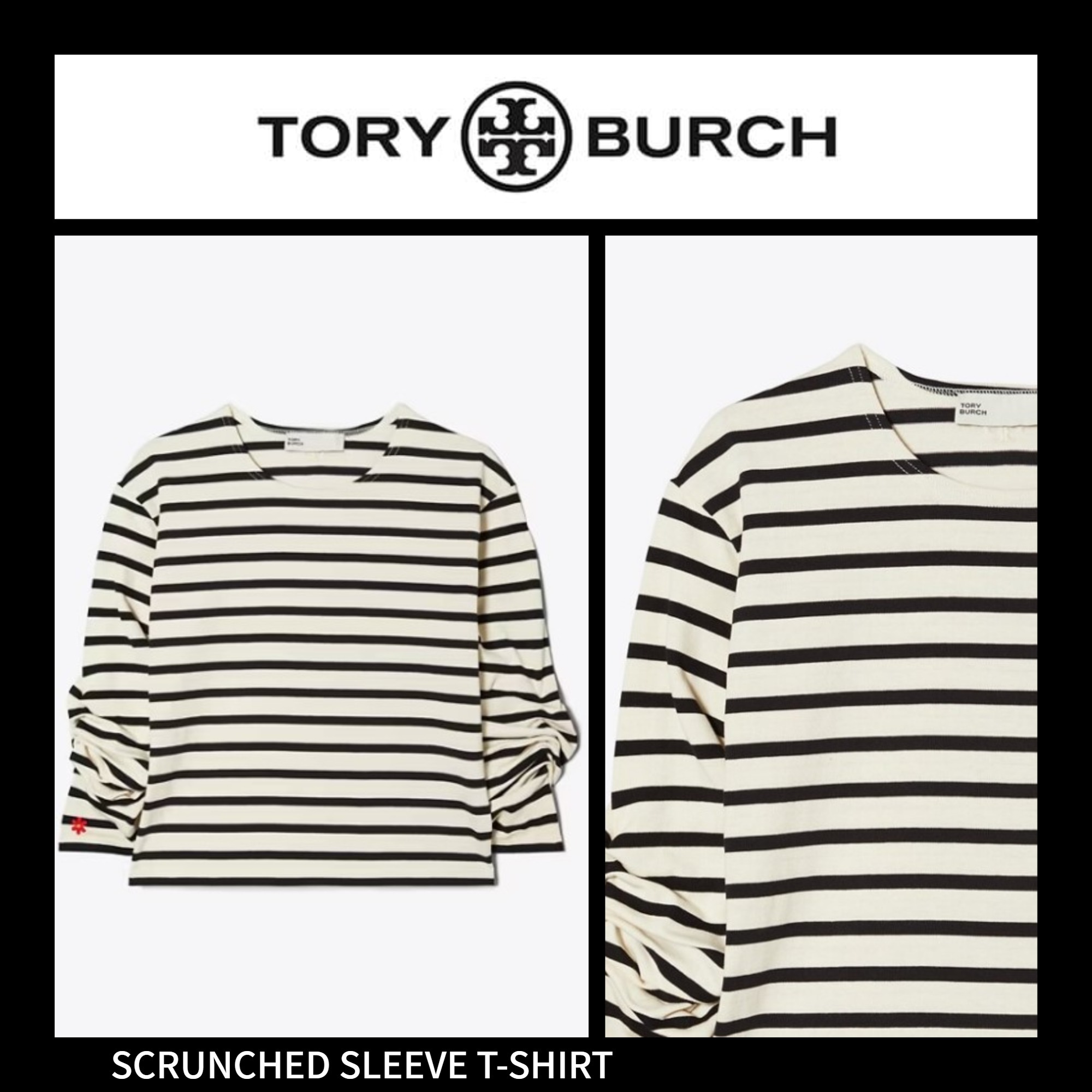 送料&関税込み★Tory Burch★SCRUNCHED SLEEVE T-SHIRT
