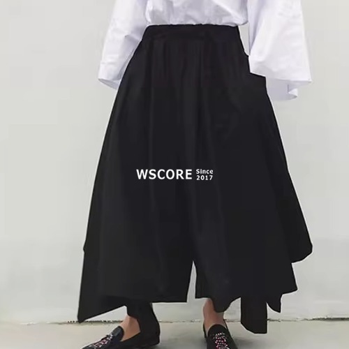 メンズ ワイドレッグ フレア スカート カジュアル パンツ