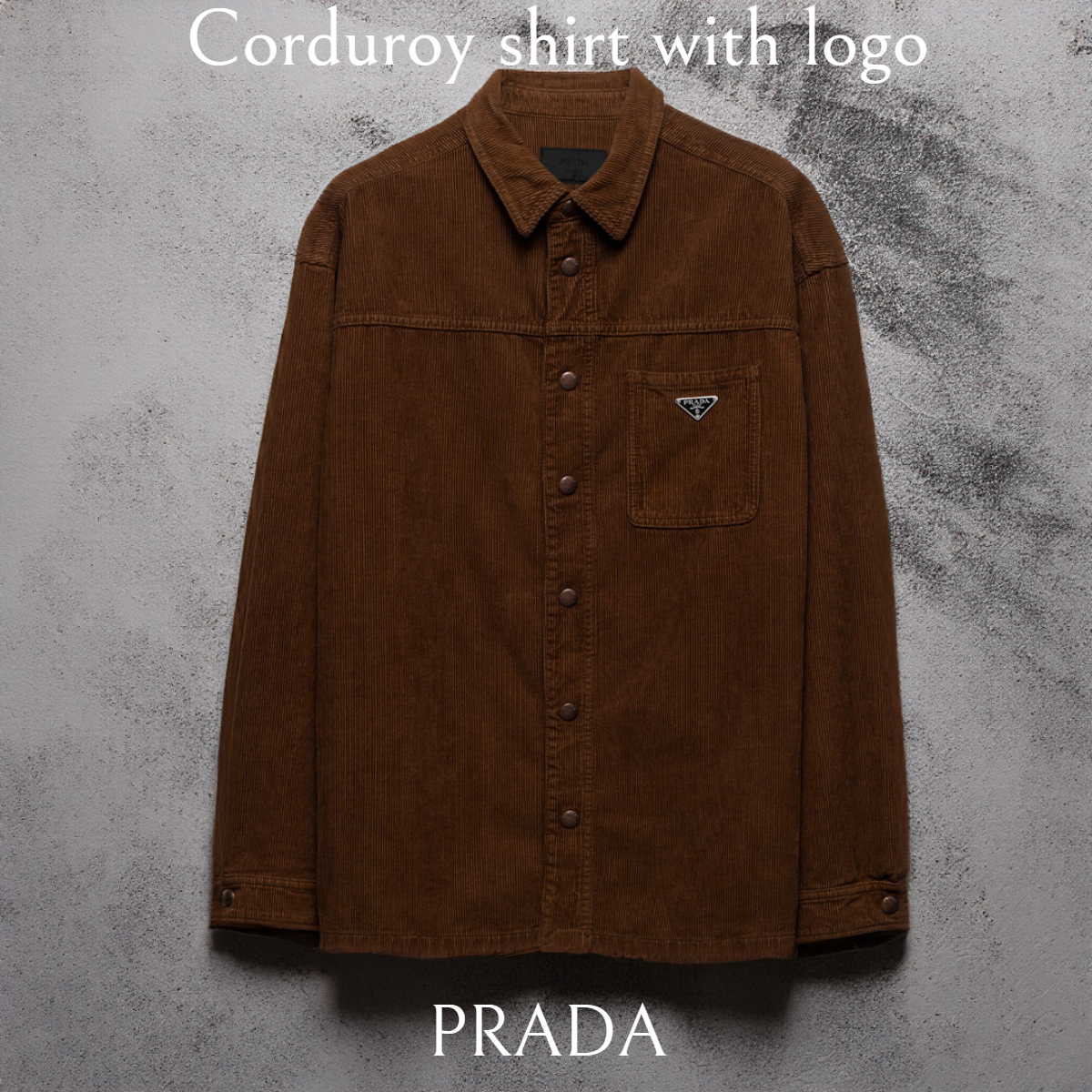 新作*PRADA*ブラウン ロゴ入コーデュロイシャツジャケット