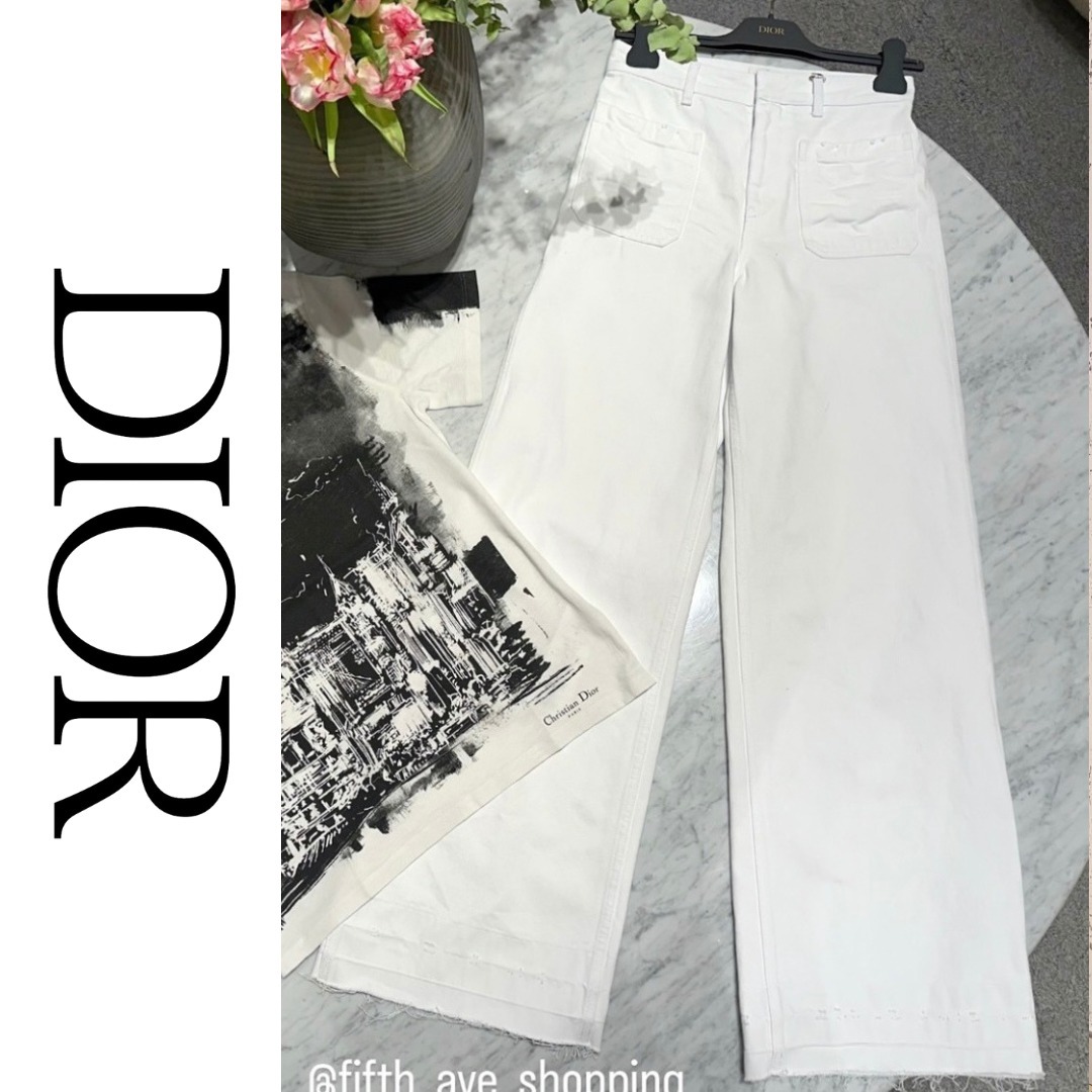 Dioriviera ロゴパッチ コットンデニム フレアジーンズ