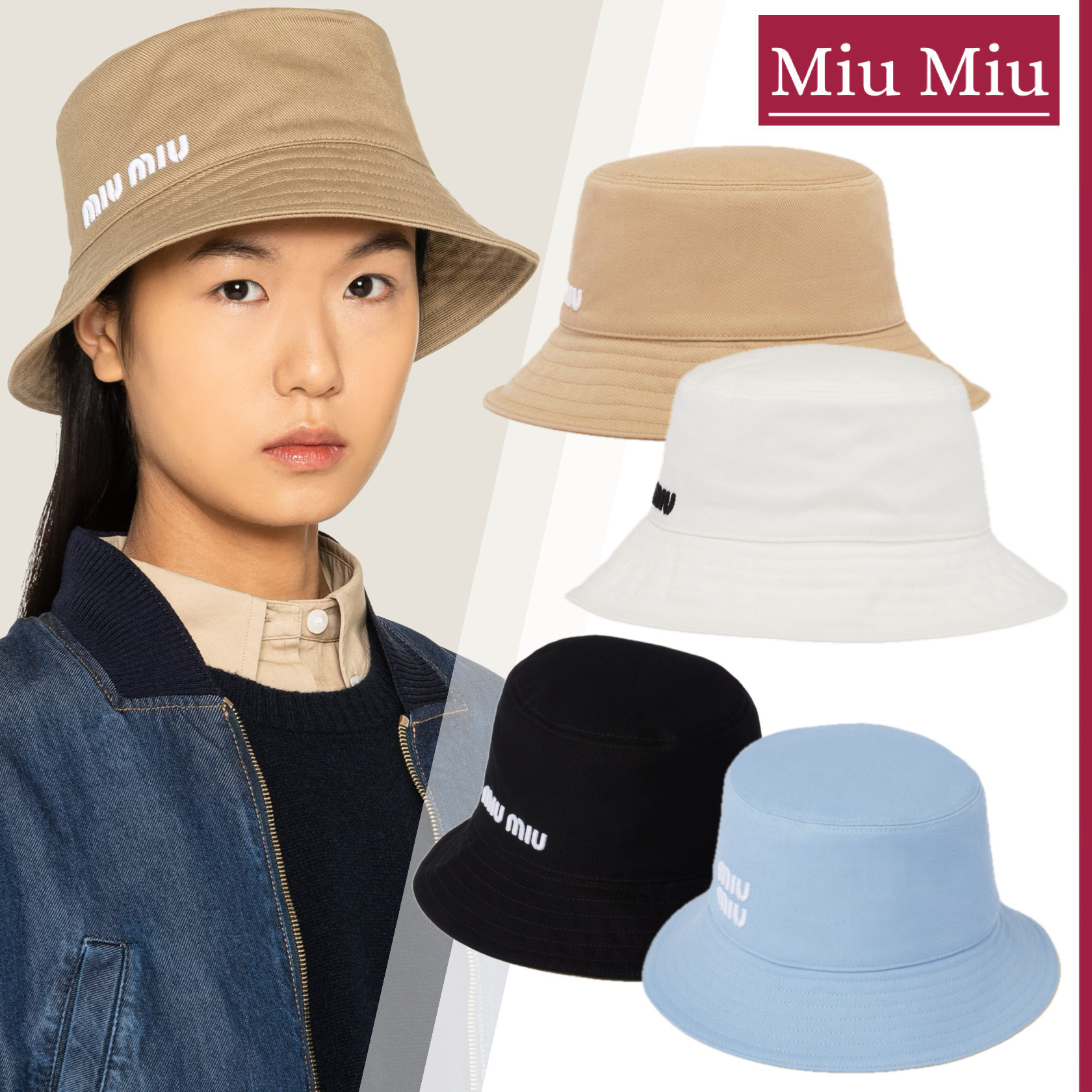 【国内即発】MIU MIU『ドリル バケットハット』送料込