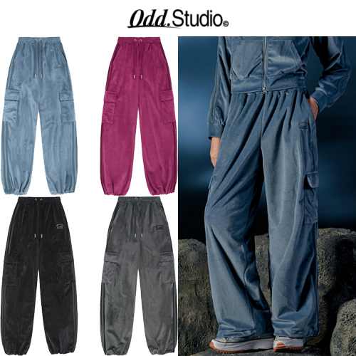 ★2024SS新作★ODD STUDIO★Velour Sporty Track Cargo Pants