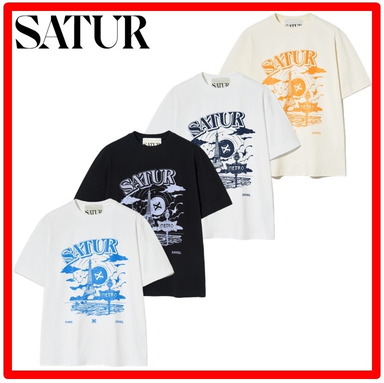 ★韓国の人気★【SATUR】★Paris Metro Graphic T-Shir.t★
