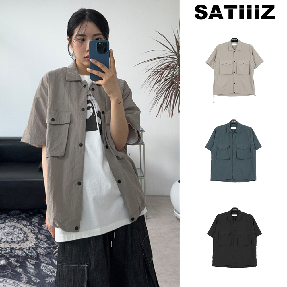 【SATIIIZ】cont pocket nylon short-sleeved shirt