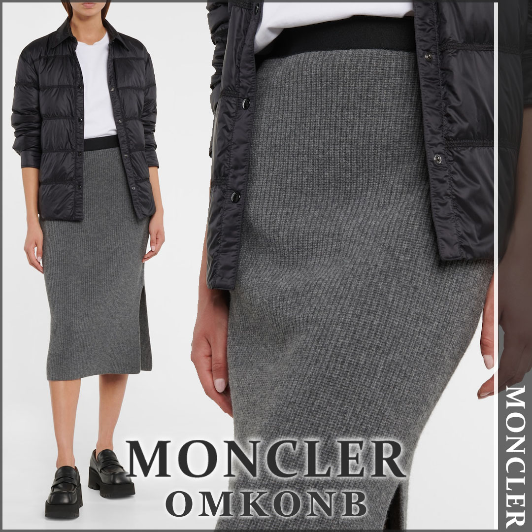 【国内発送・関税込】MONCLER ウール&カシミアミディスカート