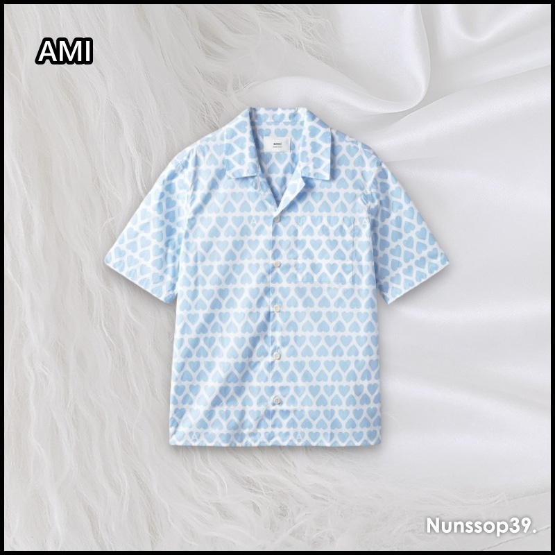 《AMI》 HSH203 C00029 475 COTTON MENS SHIRT