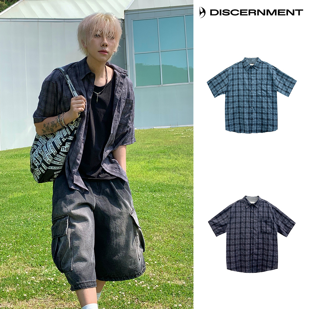 【DISCERNMENT】High Western Seersucker Check Shirt