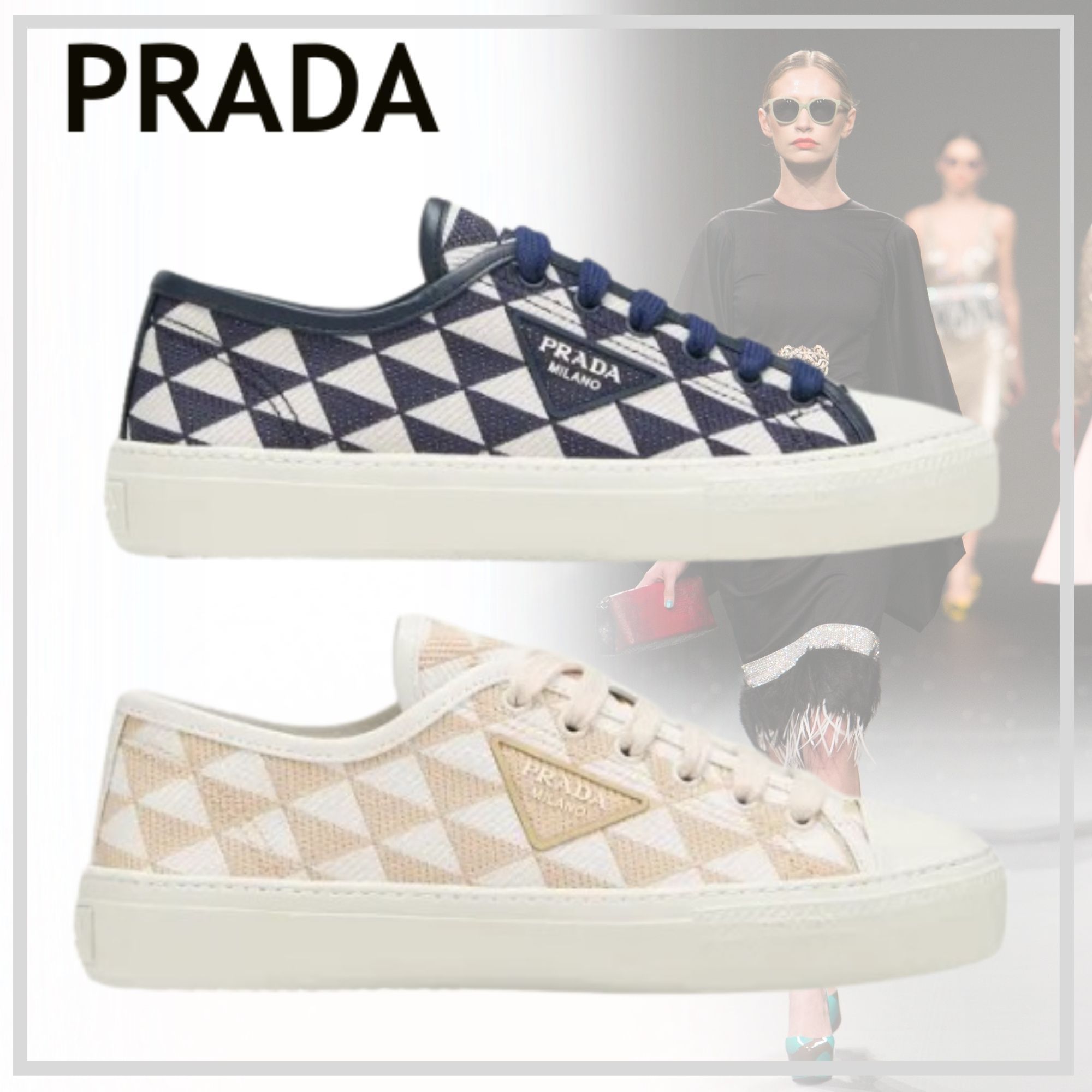 ハイセンスな【PRADA】Triangle Jacquard スニーカー 24SS新作