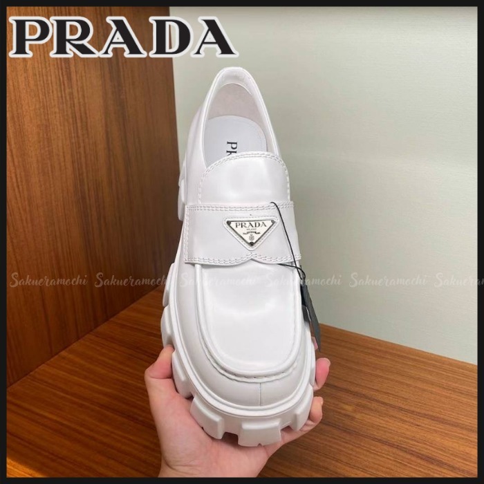 PRADA】ボリューム感最高☆メンズ モノリス ローファー 白 靴