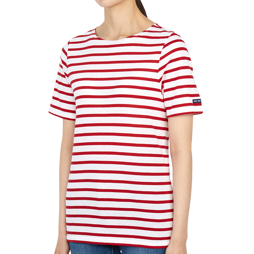 Tシャツ・カットソー SAINT JAMES Embroidered cotton t-shirt  (9863 NEIGEMARINE) セントジェームス SAINT JAMES Tシャツ カットソー ホワイト