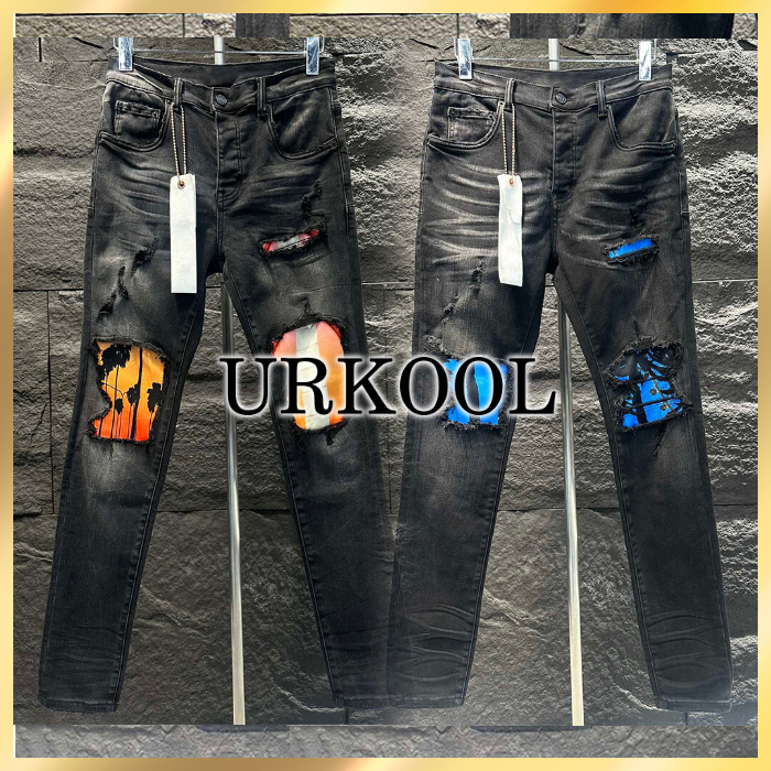 国内発送/関税込☆URKOOL☆ダメージ スキニー デニム パンツ