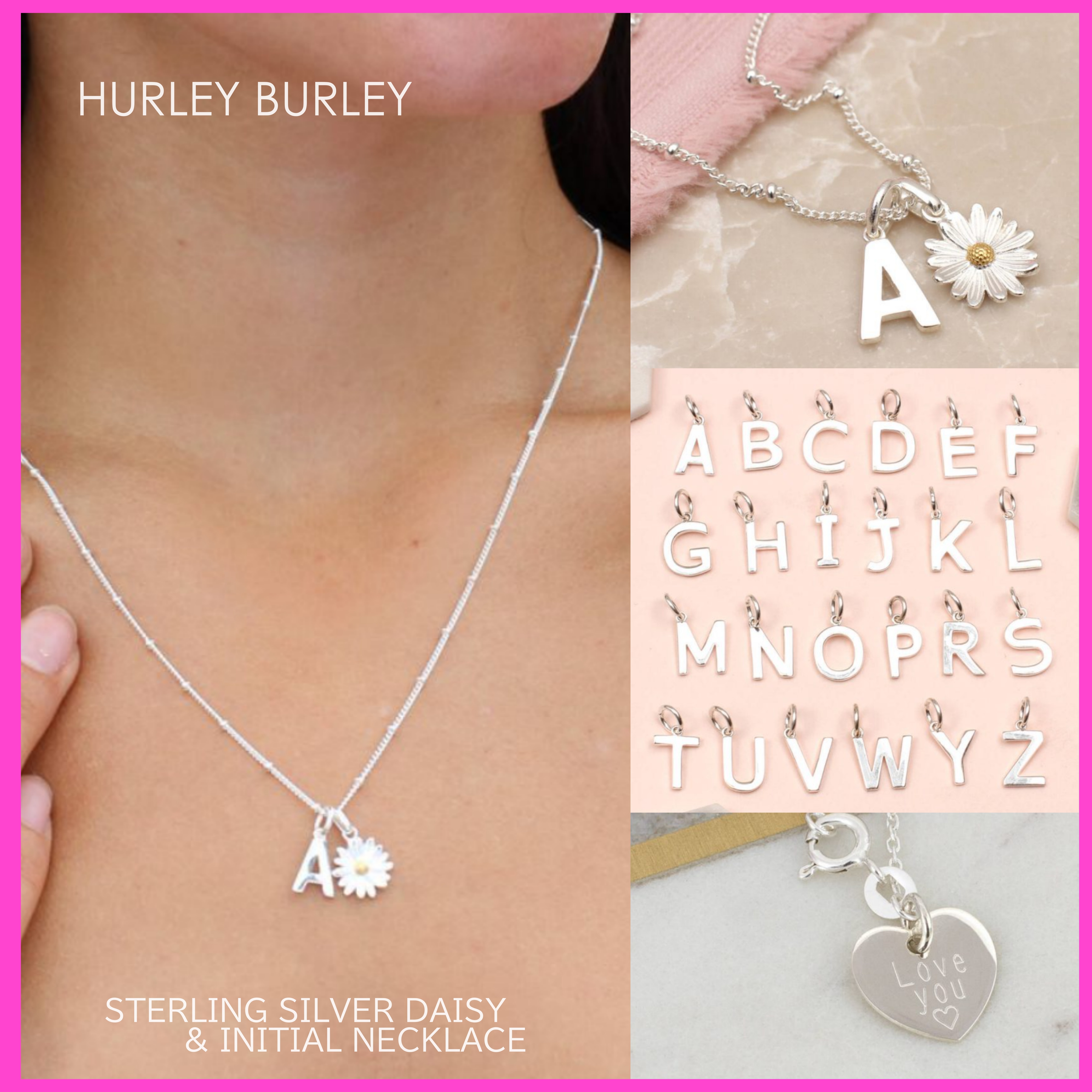 【HURLEY BURLEY】SILVER DAISY & INITIAL NECKLACE☆イニシャル