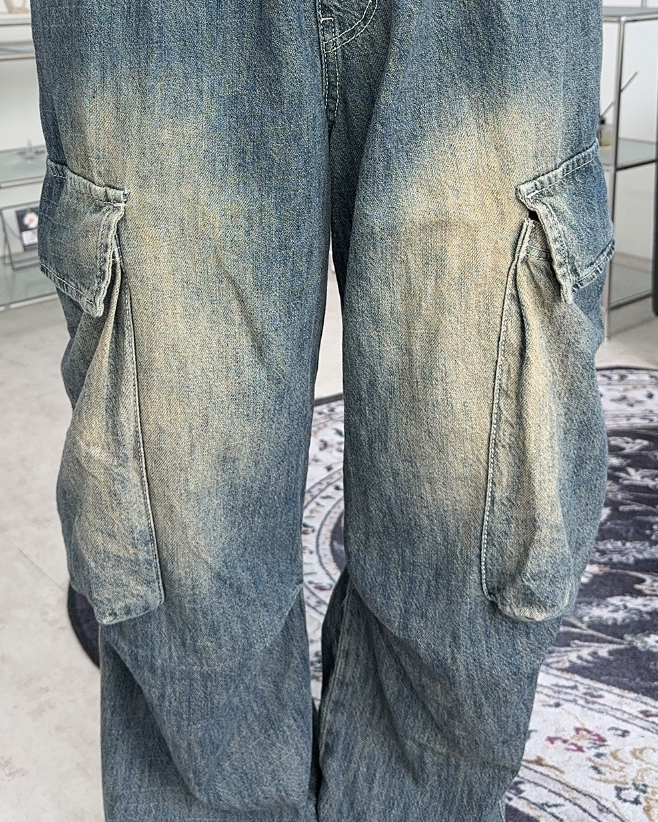 【SATIIIZ】Debuts Summer Cargo Denim Pants SATIIIZ】Debuts Summer Cargo Denim Pants (SATiiiZ/カーゴ