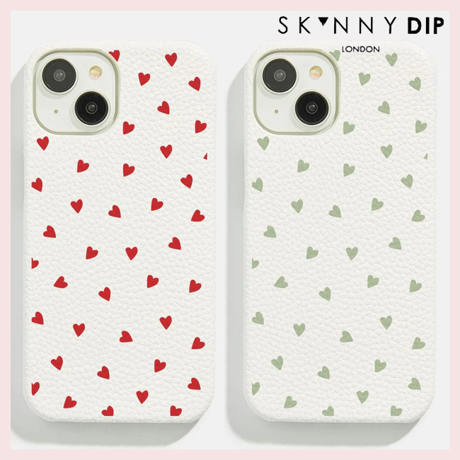 【SKINNYDIP】iphoneケース ハート ドットセージ フェイクレザー