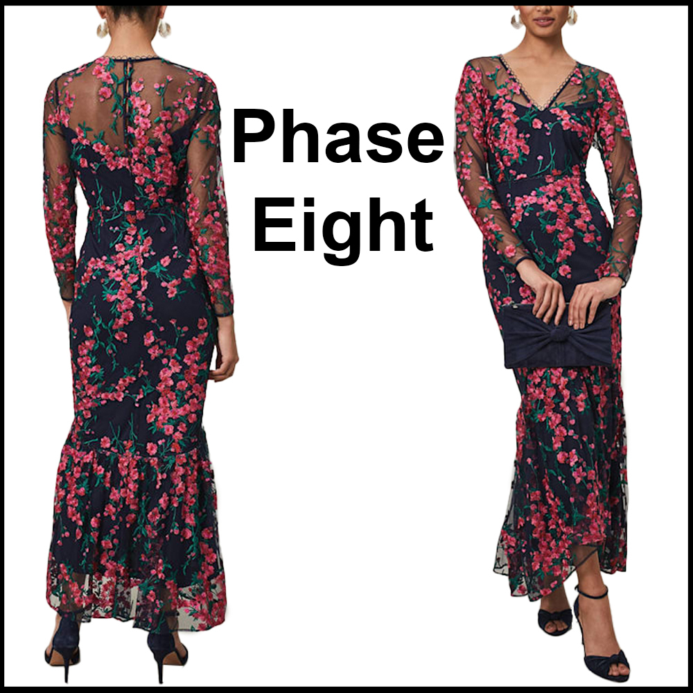 Phase Eight★Trisha 花刺繍 メッシュ ドレス