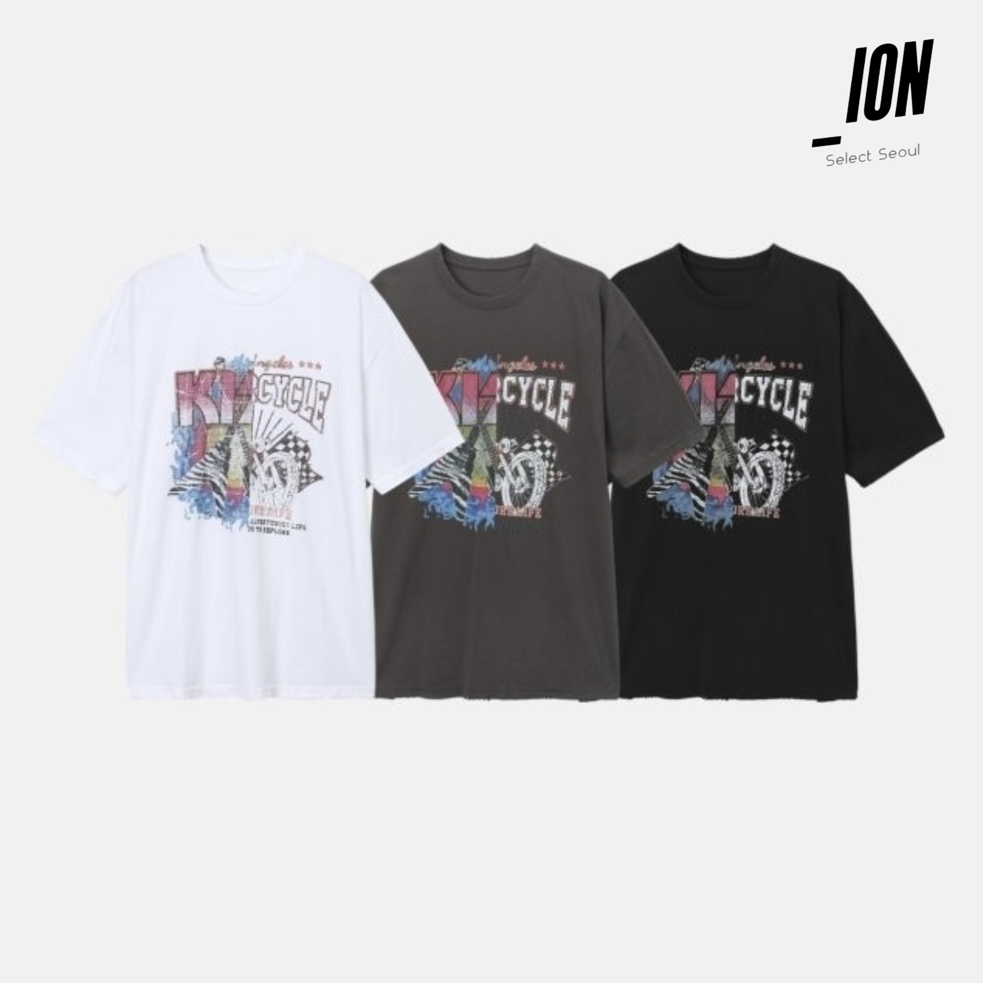 Tシャツ・カットソー IONSEOUL Acted Noise Printing Short Sleeve T-Shirt